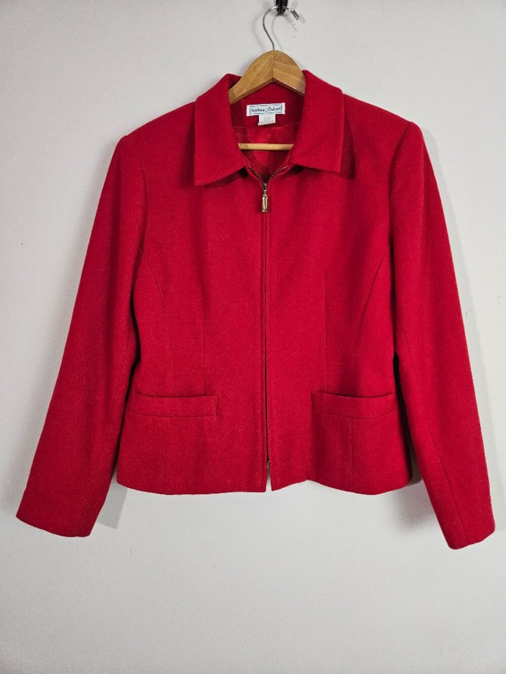 Stephanie Andrews Women's 100% Wool Blazer 8 Red Classic Feminine Elegant